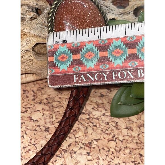 BRONZE Fall copper Gold STARLITE stone Wedding Groom Western Southwest Bolo tie - Picture 8 of 10